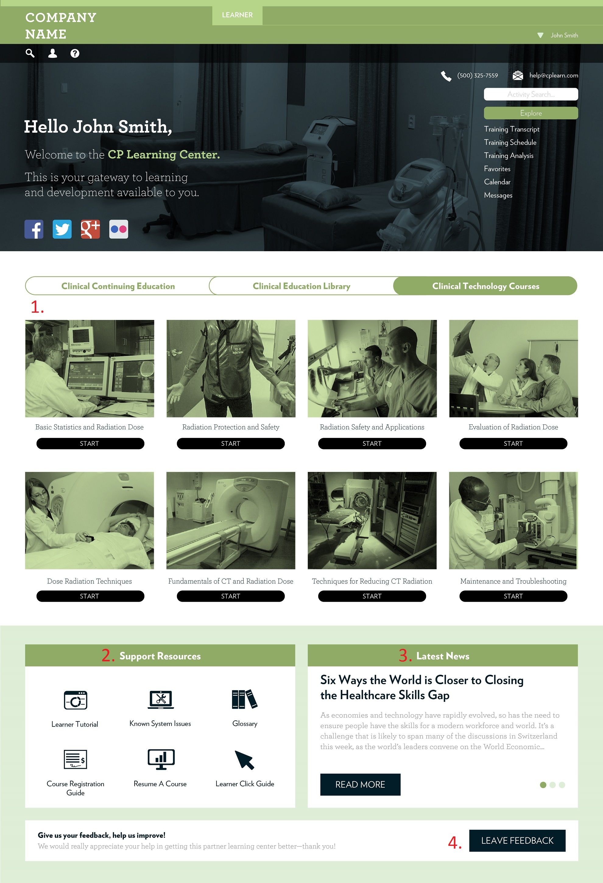 Healthcare learner dashboard